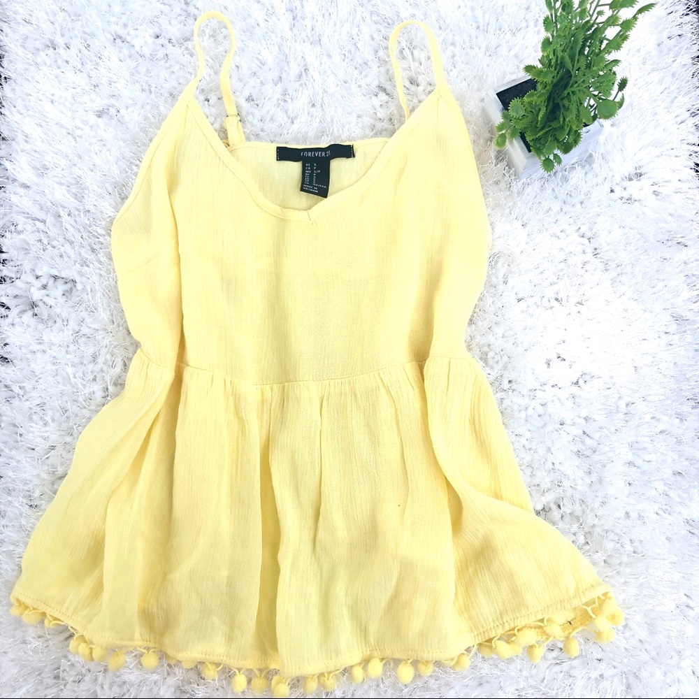 Forever 21 Flowy Cami w/ Ball Fringes